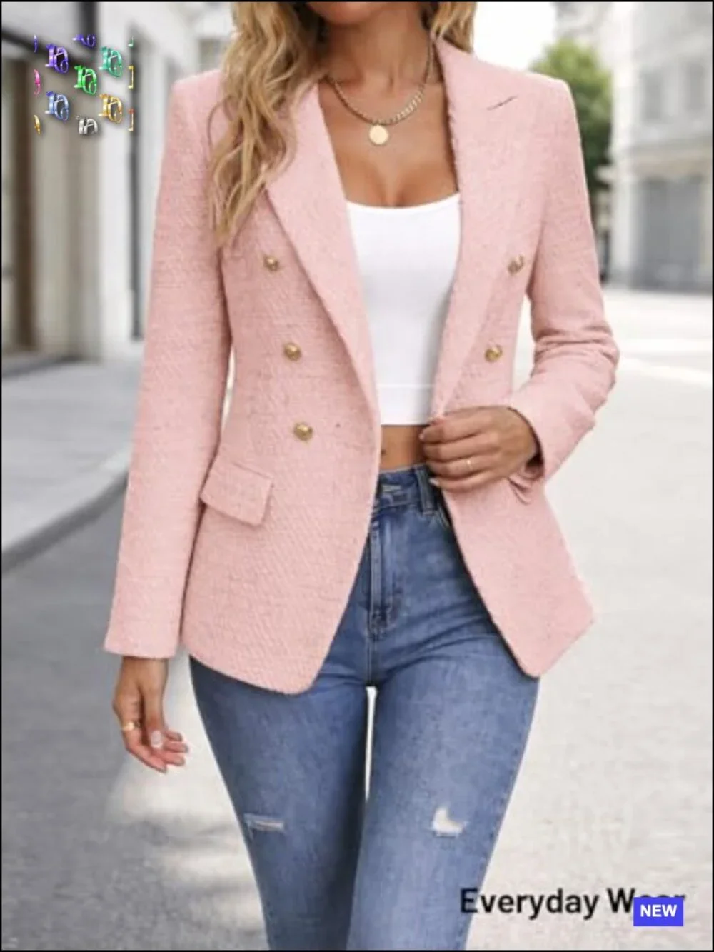 Tweed Plaid Blazer Jacket Elegant Business Casual Work Coat Fully Lined - Picture 4 of 6